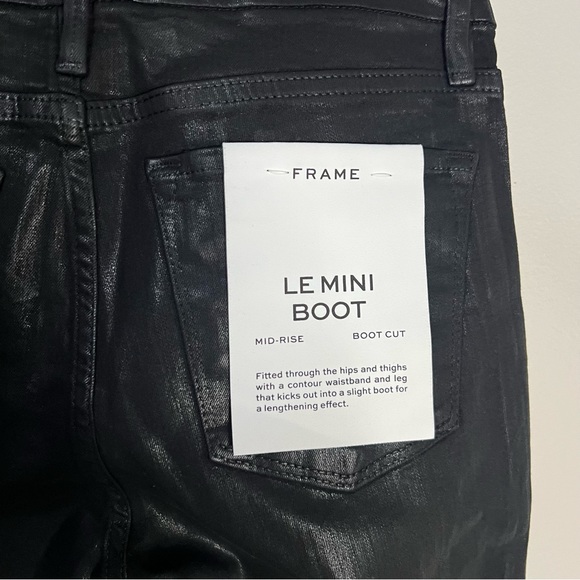 NWT FRAME Le Mini Boot Black Coated Trousers Pants Size 26 - Picture 8 of 10